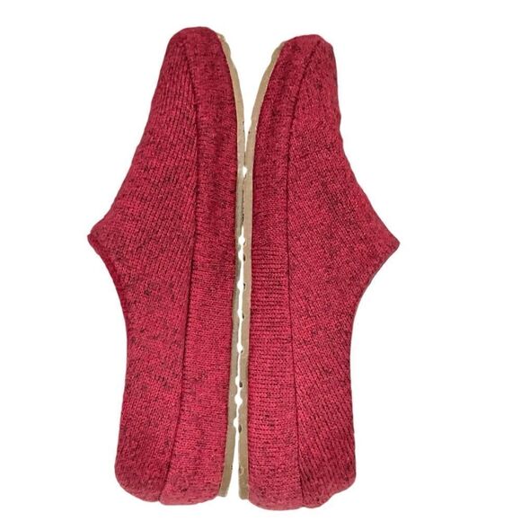 L.L. BEAN Knit Fleece Slippers Mules Women’s Size 7M Shoes Red Slip On - Picture 5 of 11
